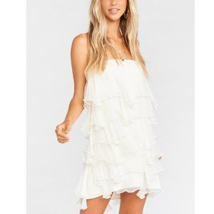 Show Me Your Mumu Rowen Ruffle Mini Dress White S